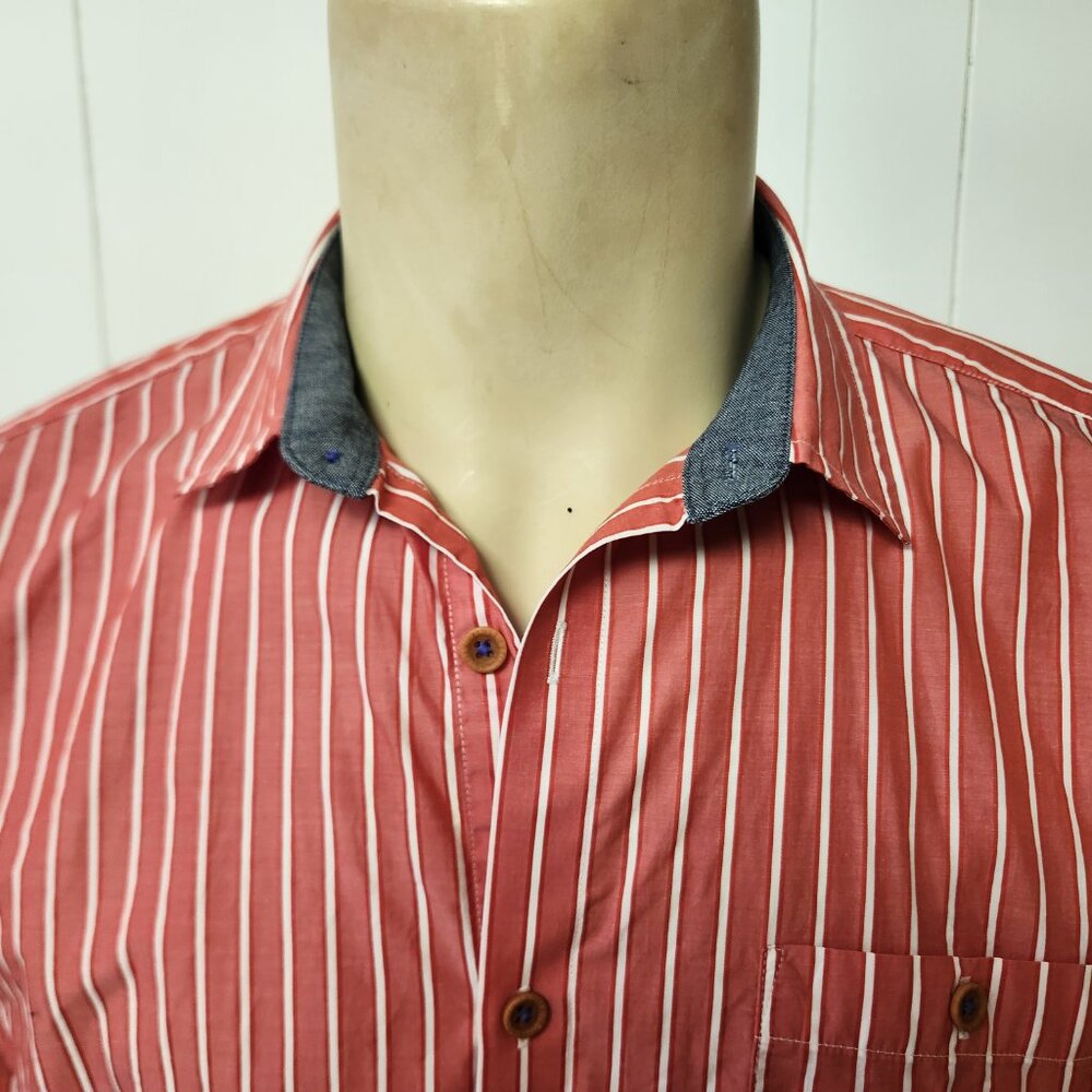 Ted Baker shirt M men's cotton red stripe - Picture 4 of 8